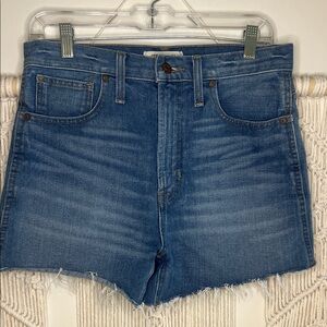 Madewell Medium Blue Denim Shorts with Copper Button